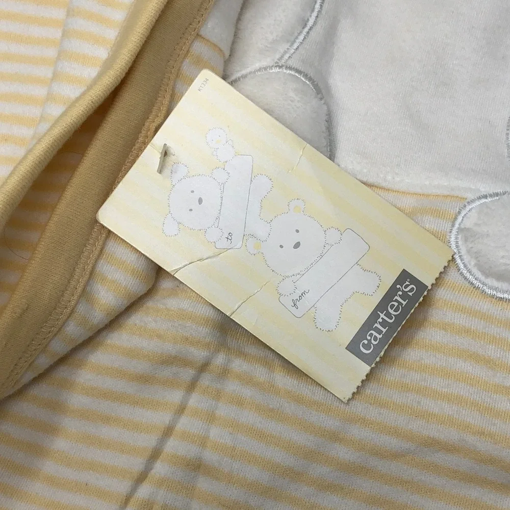 Carter's Baby Blanket Bear Lamb Duck Puppy‎ Yellow Striped Reversible NWT - read
